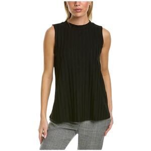 Eileen Fisher NWT Black Mock Neck Ribbed Sleeveless Tank Top Size XS Stretchy